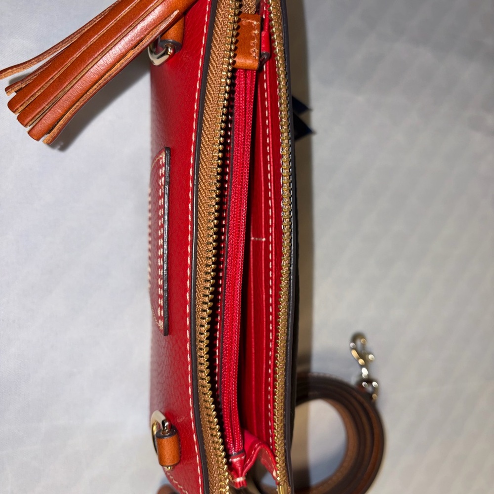 Dooney & Bourke Red Leather Gingy Crossbody bag with Tassel - Picture 5 of 5